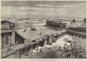 Het koninklijk bezoek aan India, de Taj Mahal, vanaf het fort, Agra door Richard Principal Leitch